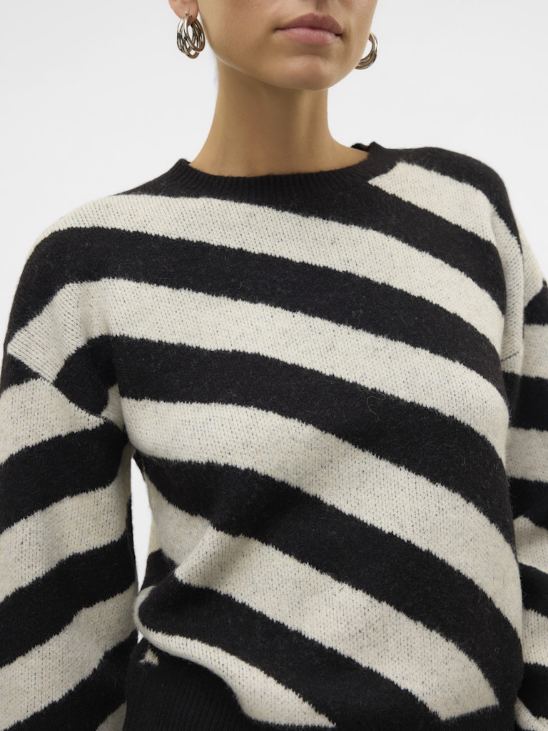 Vmlara Ls O-neck Pullover Boo Rep - Zwart Dessin