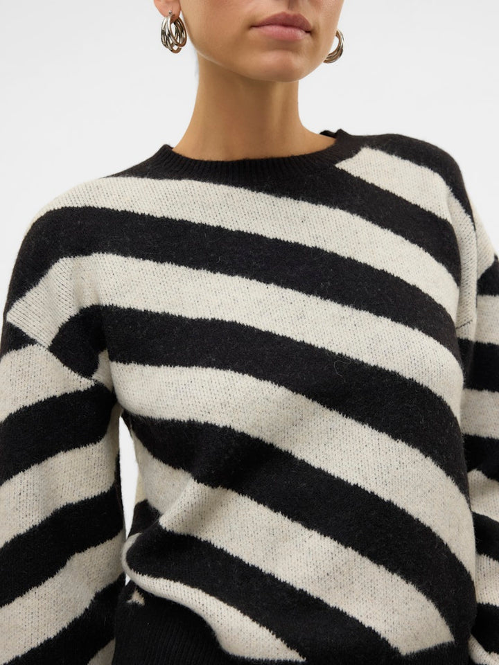Vmlara Ls O-neck Pullover Boo Rep - Zwart Dessin
