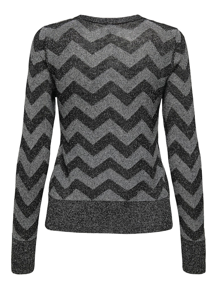 Onljillo Ls Zigzag O-neck Glitter Knt - Zwart Dessin