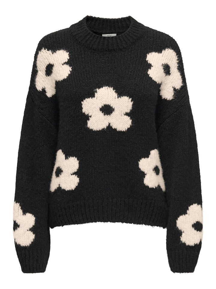 Jdykilian Flower L/s Pullover Knt - Zwart Dessin