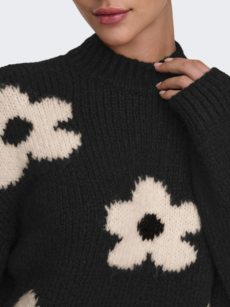Jdykilian Flower L/s Pullover Knt - Zwart Dessin