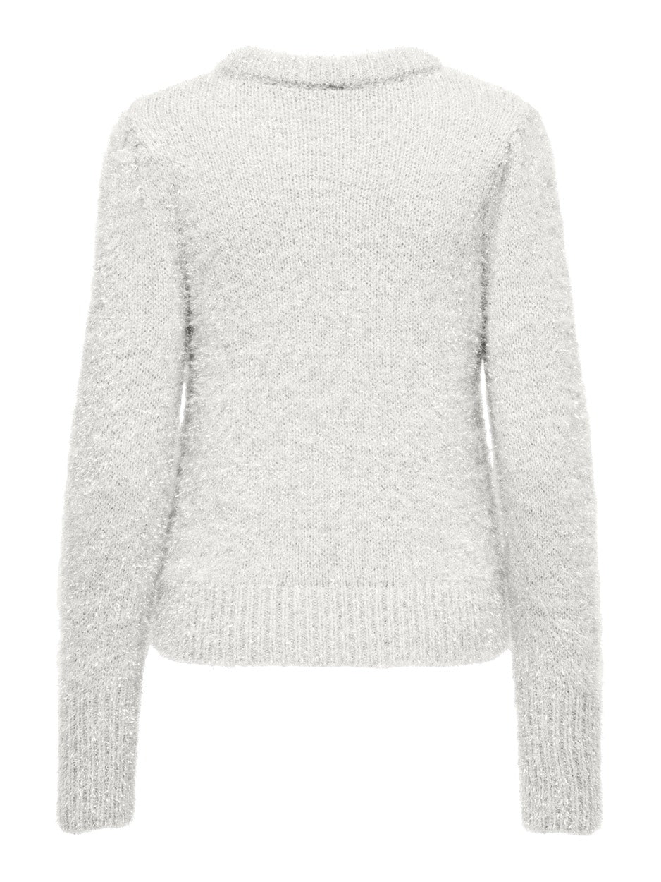 Onlanni Ls Glitter Puff O-neck Knt - Zilverkleurig