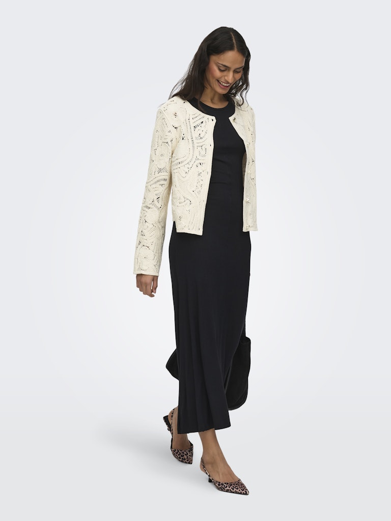 Jdyzanka L/s Crochet Cardigan Jrs - Ecru