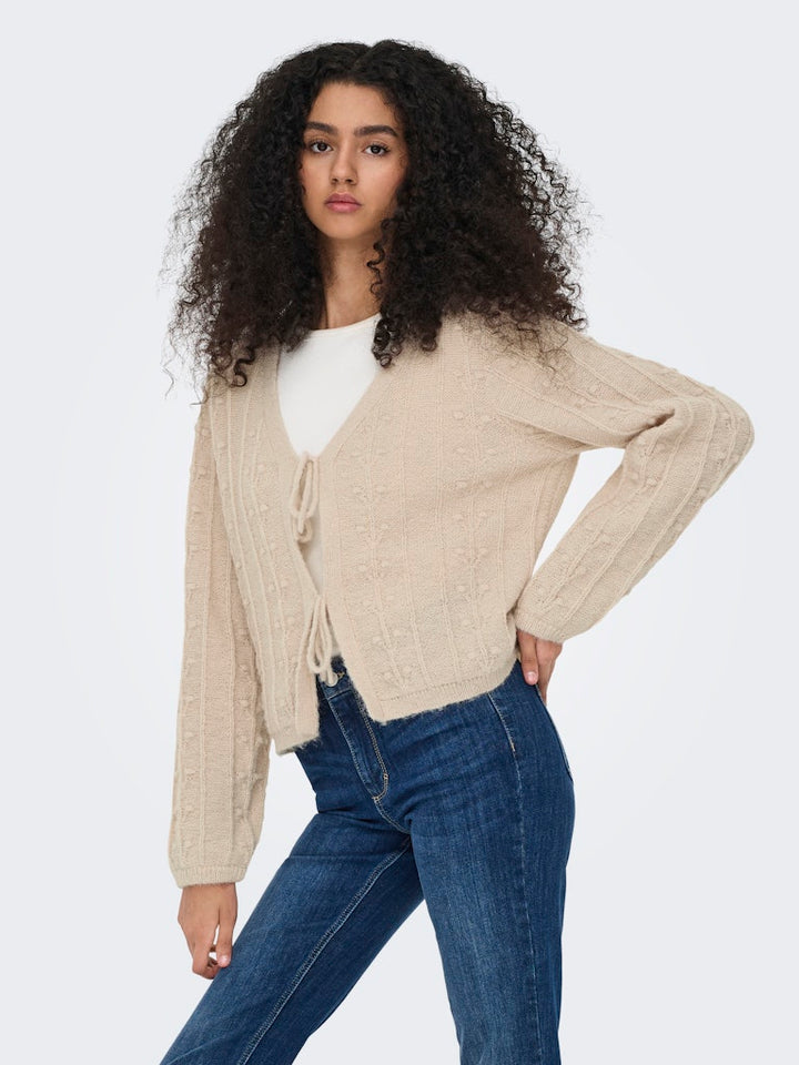 Jdysigrid Life L/s Tie Cardigan Knt - Beige