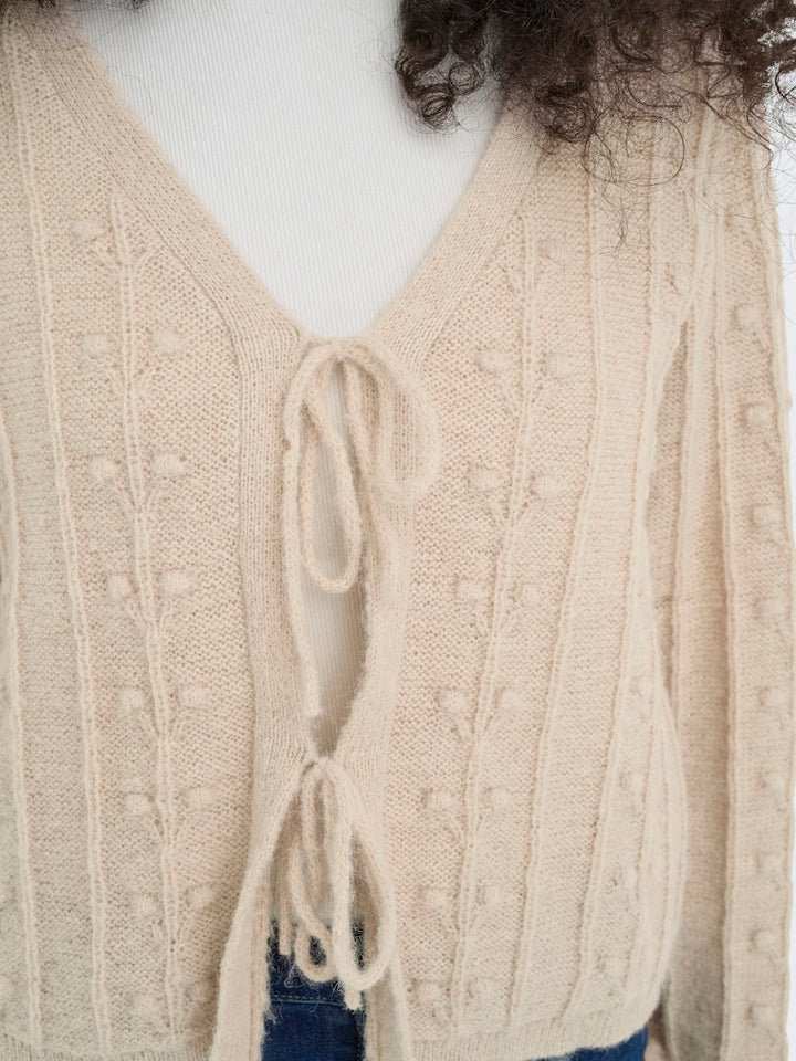 Jdysigrid Life L/s Tie Cardigan Knt - Beige