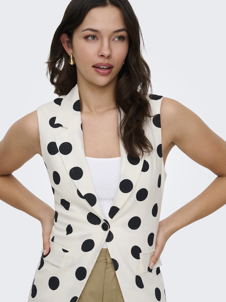 Onlviesta S/l Linen Bl Waistcoat Tlr - Wit Dessin