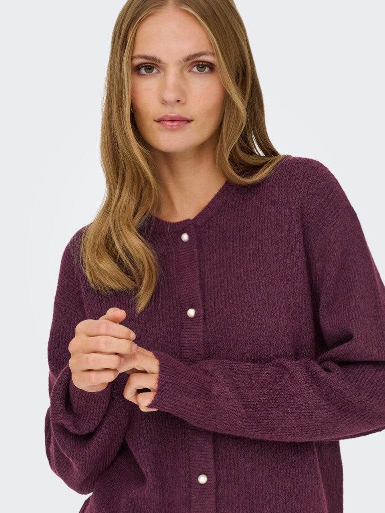 Jdylumi L/s Button Cardiga Knt Noos - Bordeaux