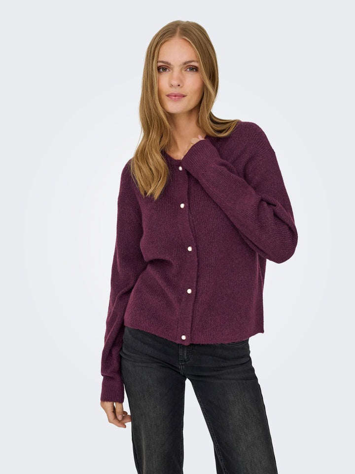 Jdylumi L/s Button Cardiga Knt Noos - Bordeaux