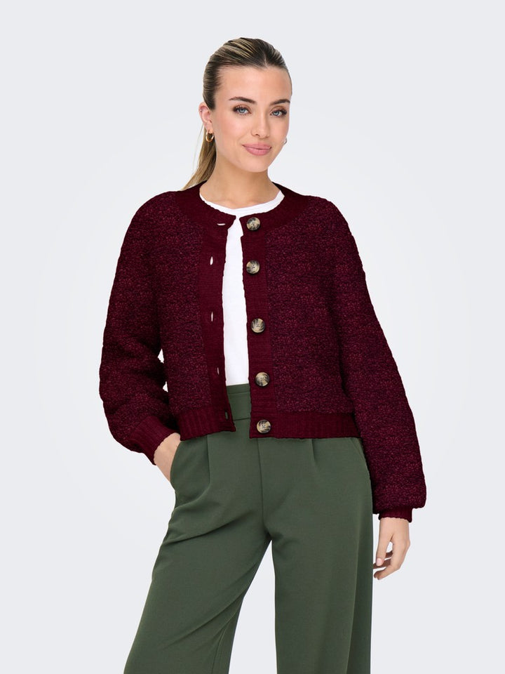 Jdyeira Life L/s Oneck Cardigan Knt Noos - Bordeaux