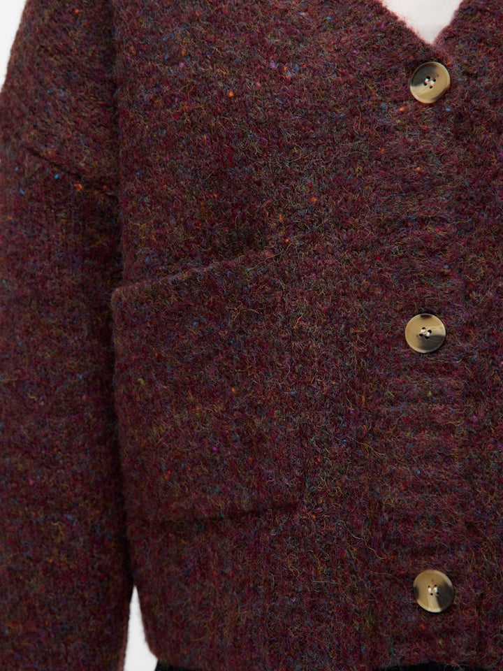 Vmingrid Ls V-neck Cardigan Boo - Paars Dessin