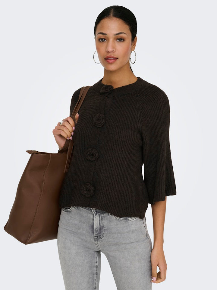 Jdyhailey 3/4 Rose Cardigan Knt - Bruin