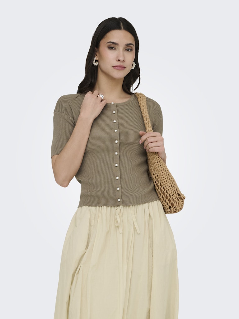 Jdygaby 2/4 O-neck Pearl Cardigan Knt - Taupe
