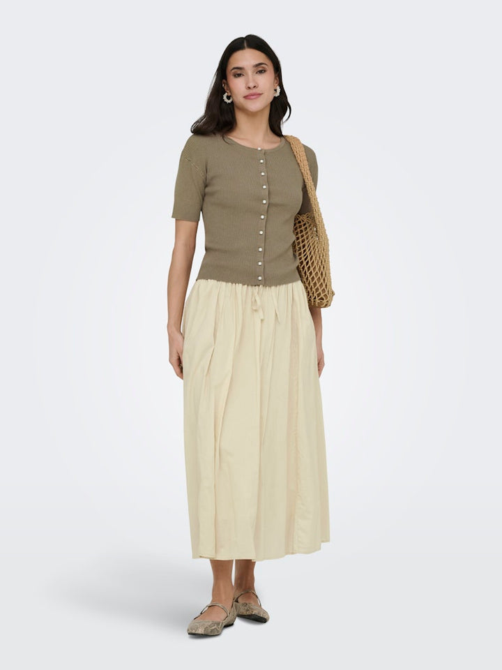 Jdygaby 2/4 O-neck Pearl Cardigan Knt - Taupe