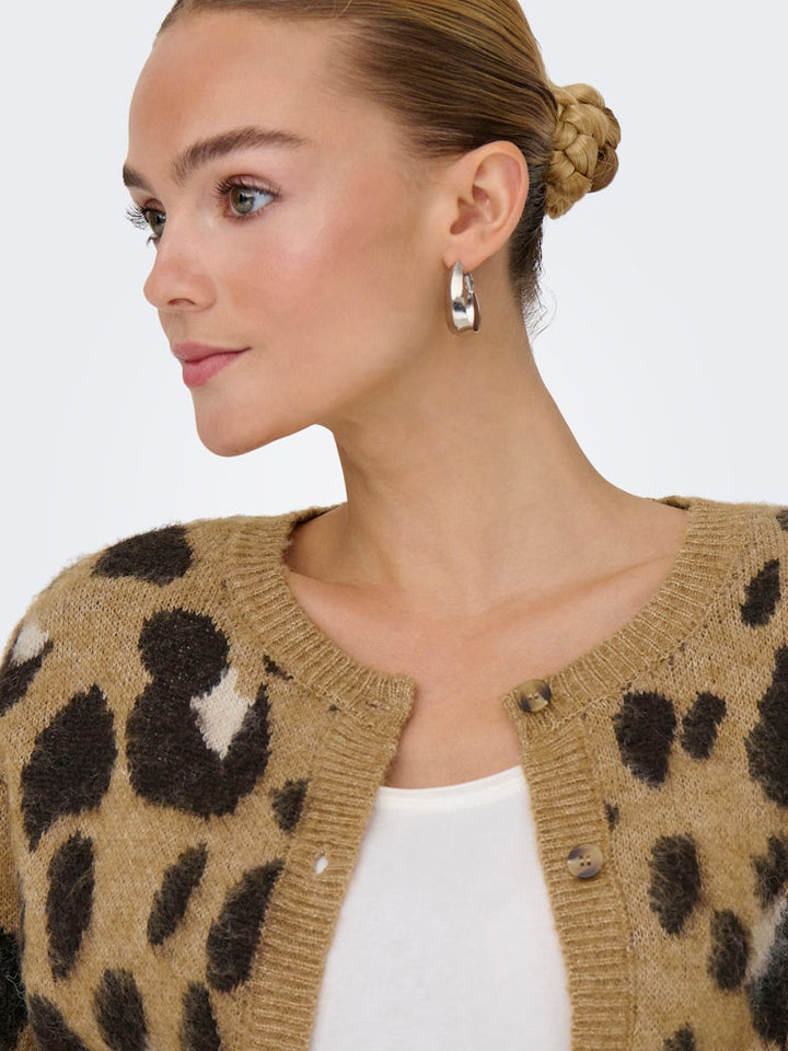 Jdykayla Life L/s Jacq O-neck Cardi Knt - Bruin Dessin