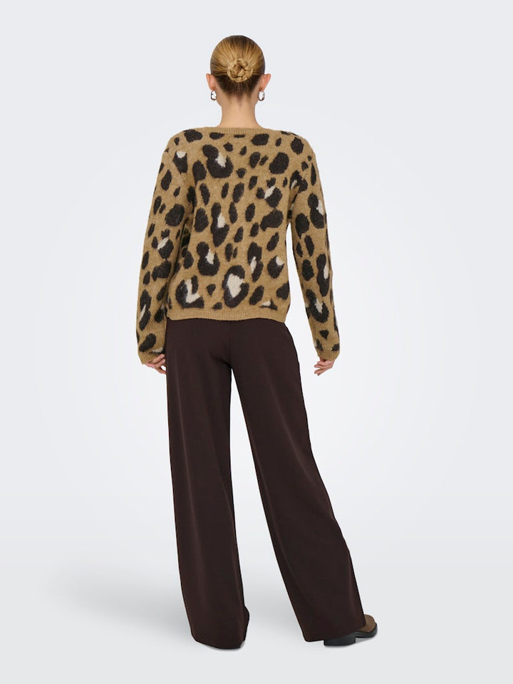 Jdykayla Life L/s Jacq O-neck Cardi Knt - Bruin Dessin