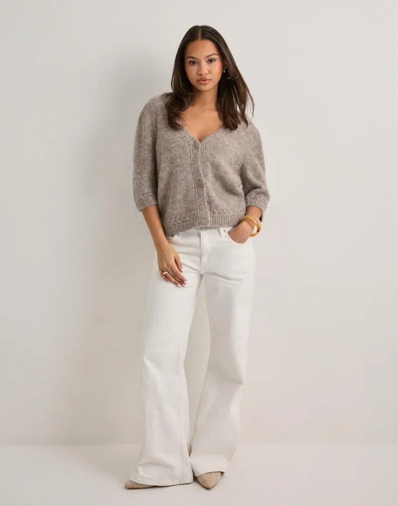 Onlstarla Ss V-neck Cardiga Cc Knt - Taupe
