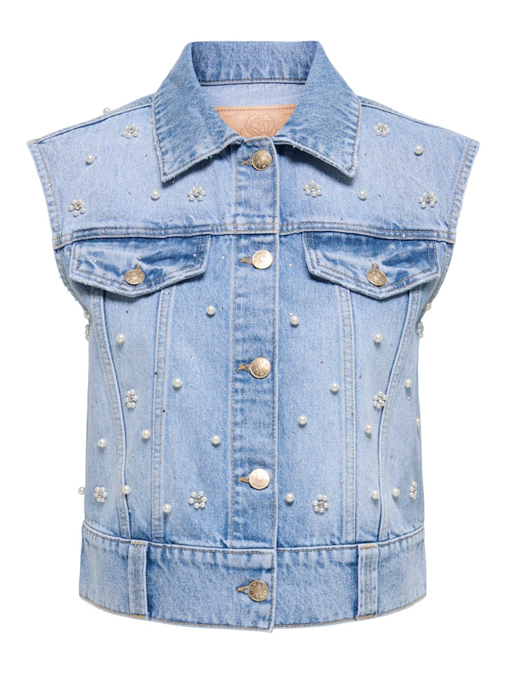 Onlonur Pearl Deco Dnm Vest Red Dot - Blue Denim