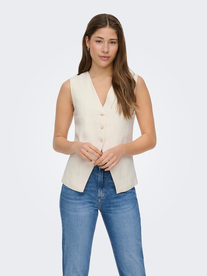 Onltila Life S/l Waistcoat Tlr - Off-white