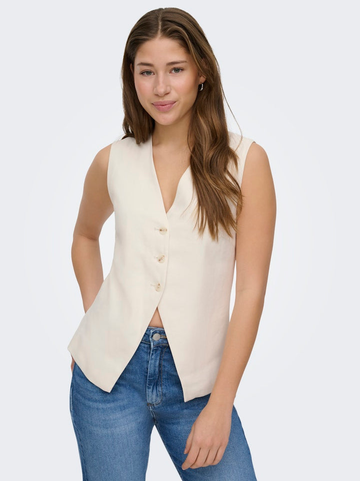 Onltila Life S/l Waistcoat Tlr - Off-white