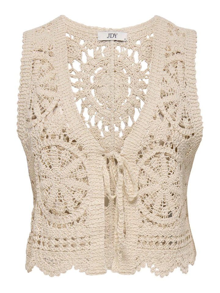 Jdyvic Sl V-neck Tie Vest - Ecru