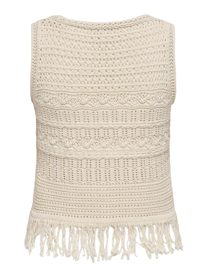 Onlalix Life Sl Fringe Waistcoat Knt - Ecru