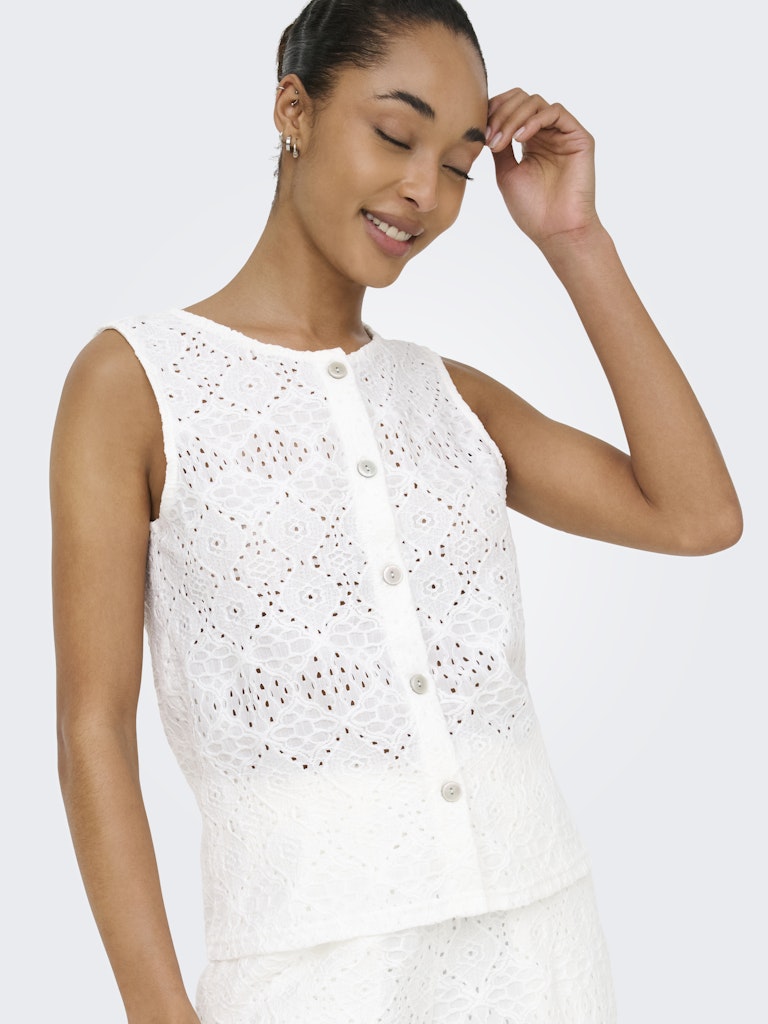 Jdynulle Life S/l Button Top Jrs - Wit Dessin