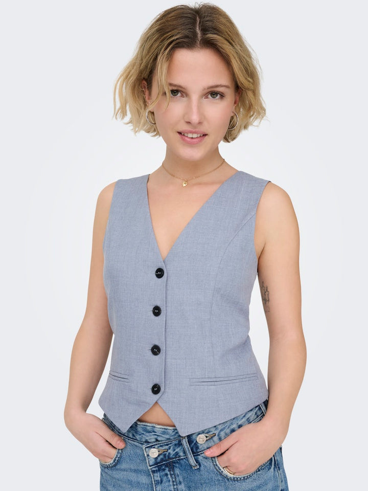 Onllinda S/l Mel Fit Waistcoat Tlr Noos - Lichtblauw