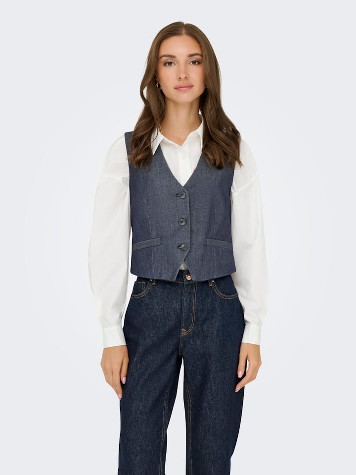 Jdyanthony S/l Waistcoat Tlr - Blauw Dessin