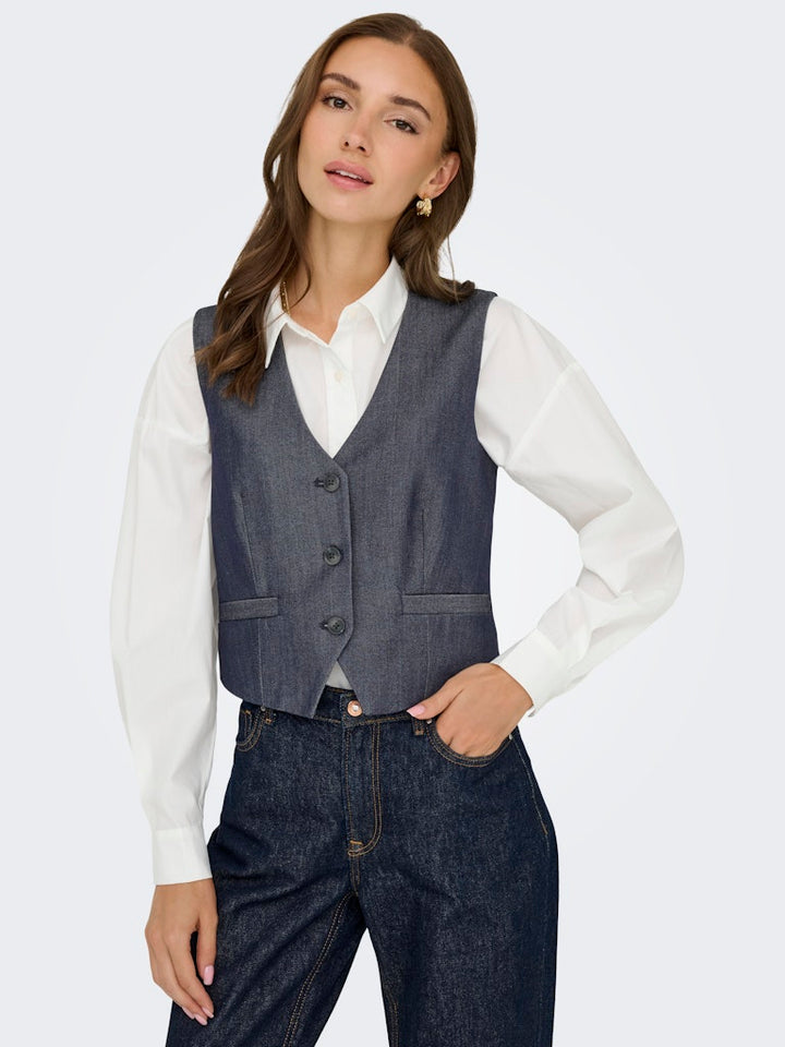Jdyanthony S/l Waistcoat Tlr - Blauw Dessin