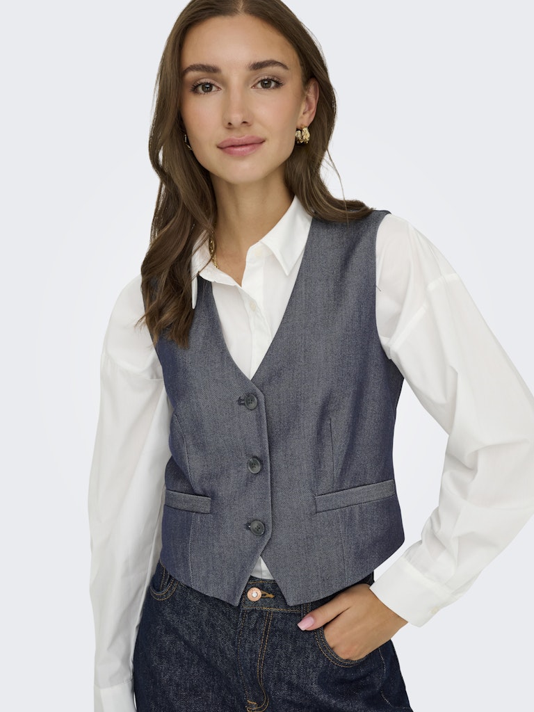 Jdyanthony S/l Waistcoat Tlr - Blauw Dessin