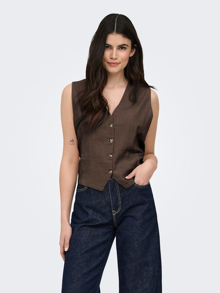 Onltizana Cotton Vest Top Wvn Noos - Bruin
