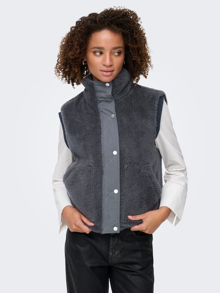 Onlbari Life Teddy Waistcoat Bf Otw - Antraciet