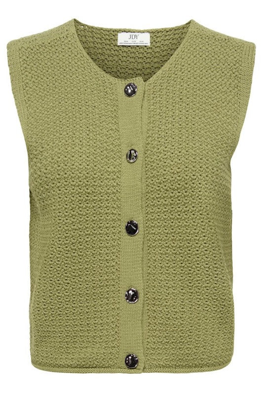 Jdymartha S/l O-neck Vest Knt - Army