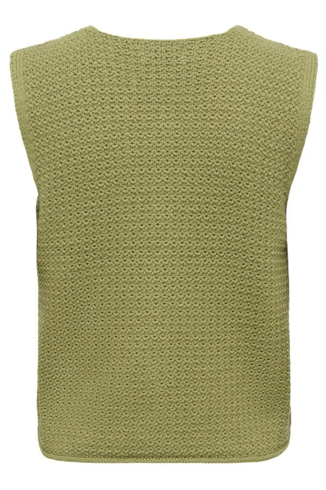Jdymartha S/l O-neck Vest Knt - Army