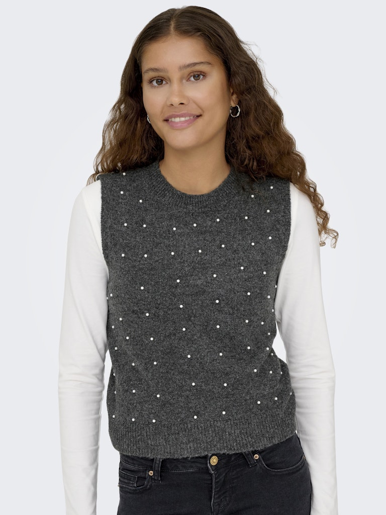 Onlrenata Sl O-neck Pearl Vest Knt - Grijs Melee