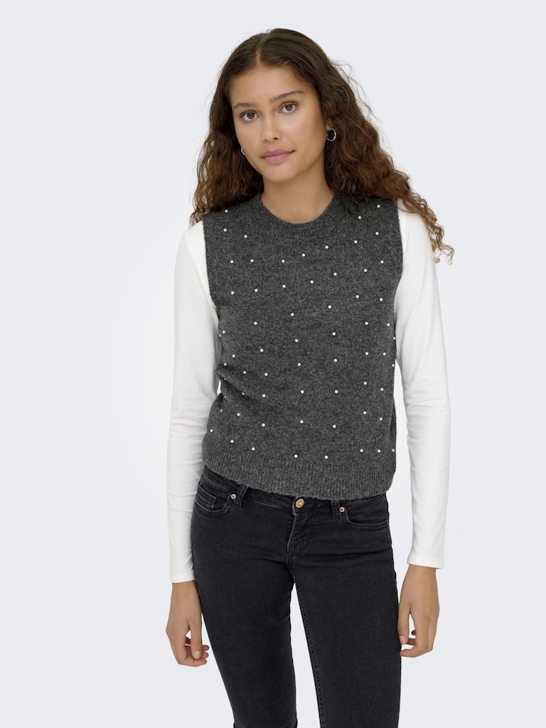 Onlrenata Sl O-neck Pearl Vest Knt - Grijs Melee