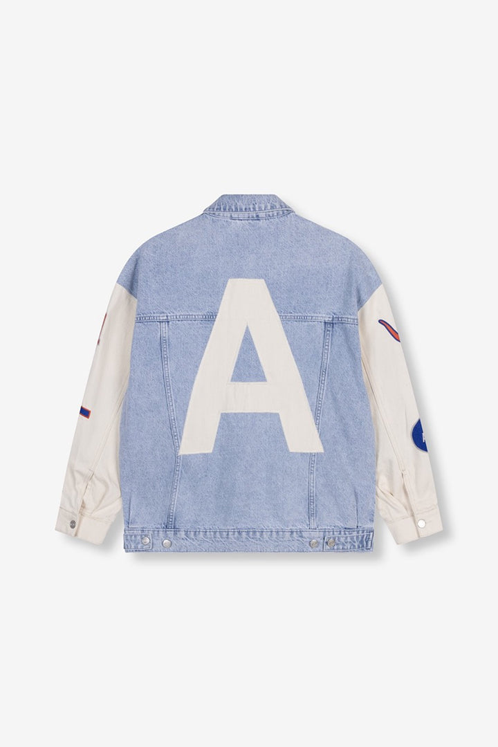 Mix Sleeve Denim Jacket - Blue Denim