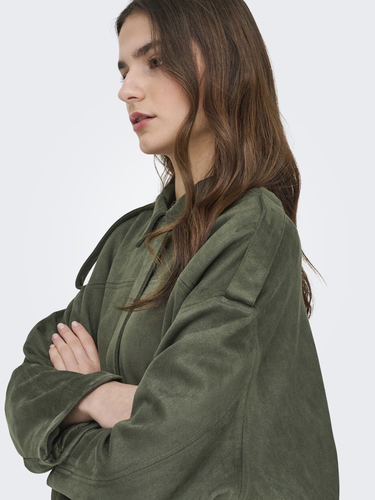 Jdynia Faux Suede Bat Jacket Otw Yfm - Donkergroen
