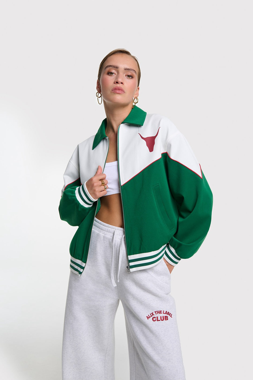 Color Blocking Bomber - Groen Dessin