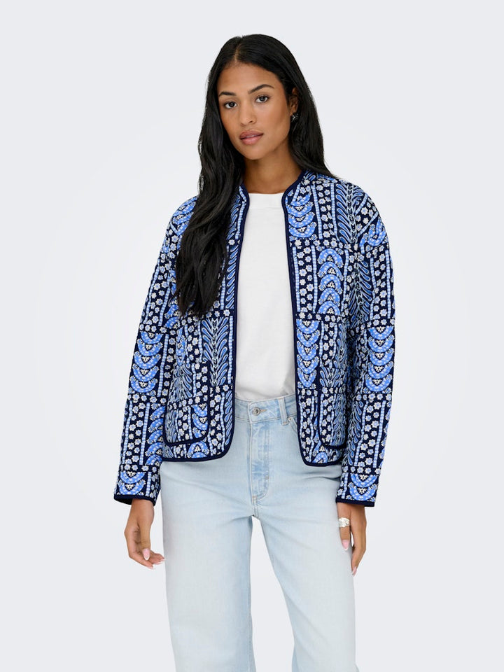 Jdymason L/s Quilted Shacket Wvn - Navy