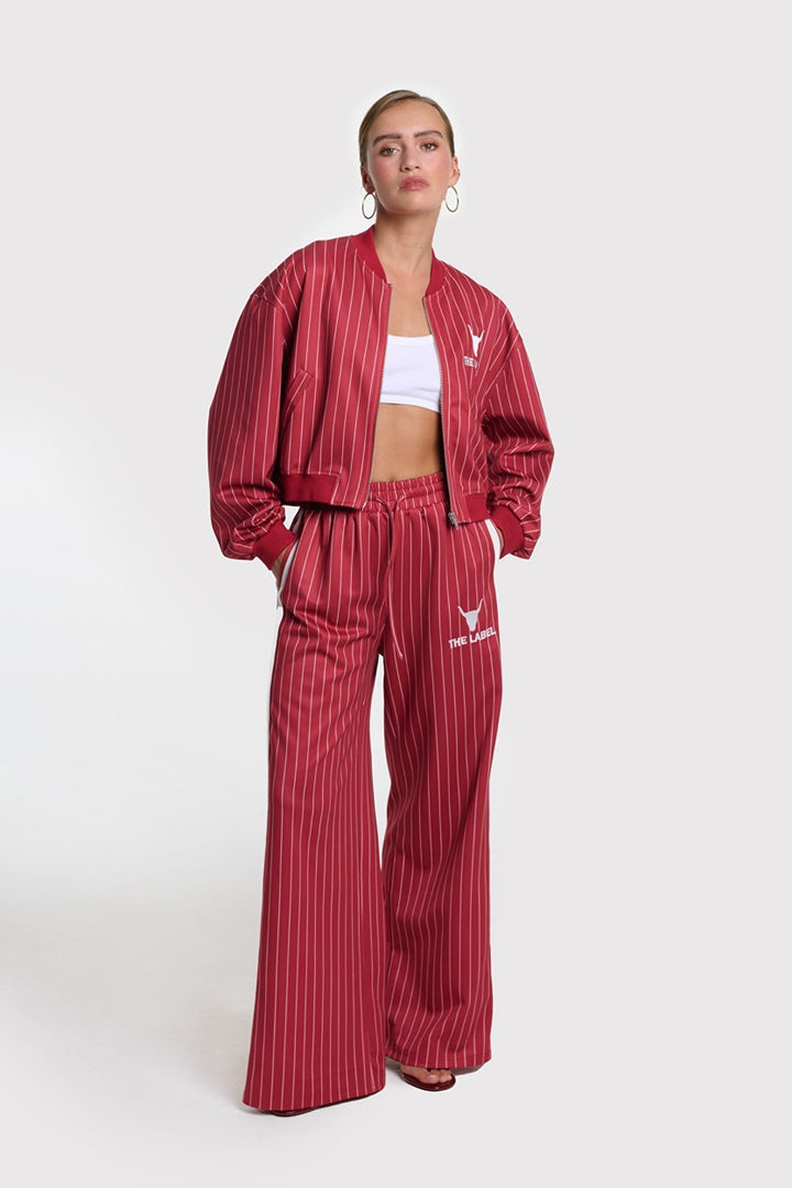 Pinstripe Cropped Training Jacket - Rood Dessin