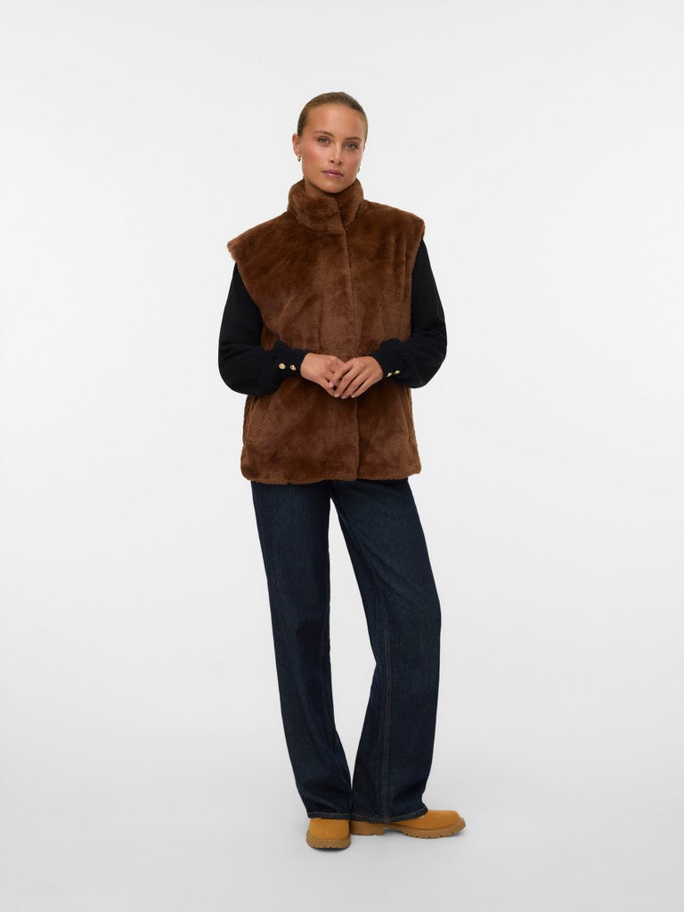 Vmjsonjapoppy Faux Fur Waiscoat - Bruin
