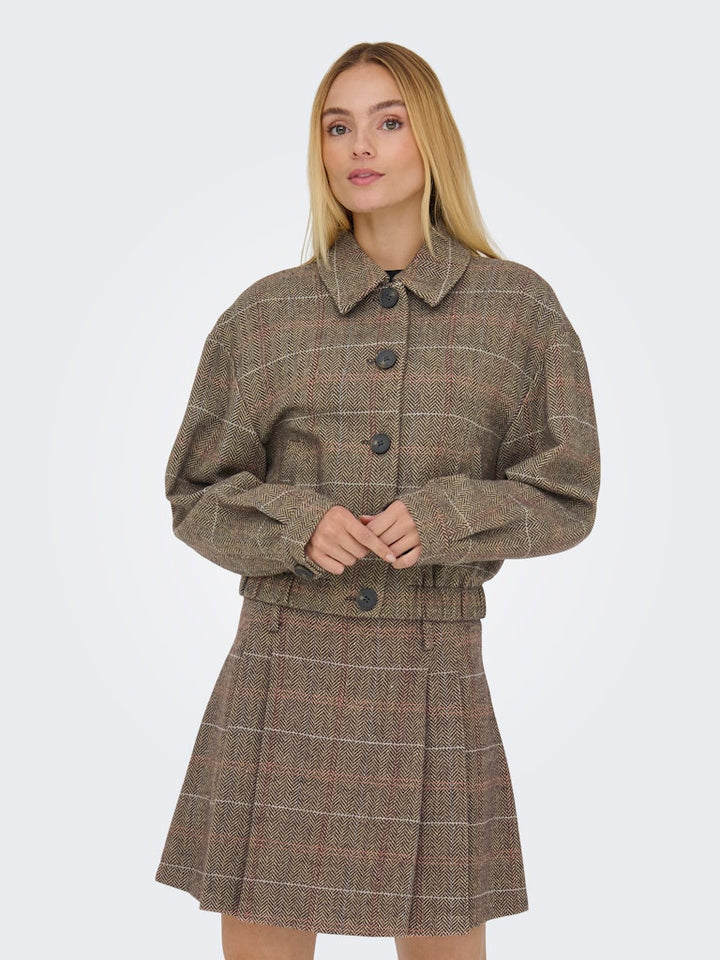 Onlricca Life Check Jacket Otw - Bruin Dessin