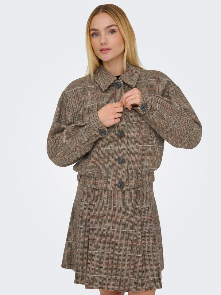 Onlricca Life Check Jacket Otw - Bruin Dessin