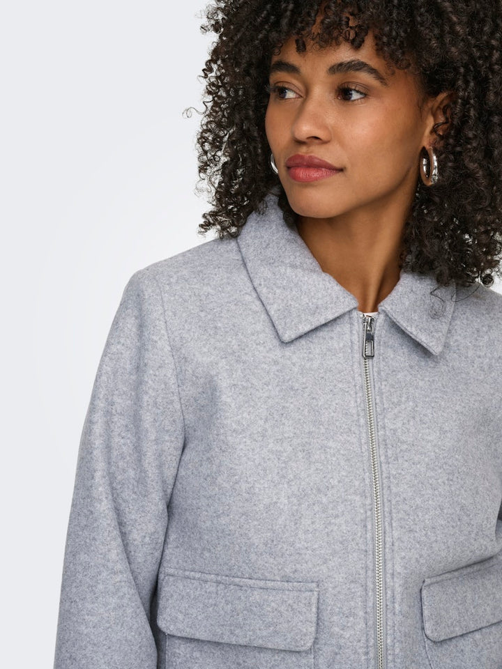 Onlvela Zip Short Jacket - Grijs Melee