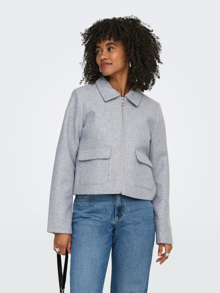 Onlvela Zip Short Jacket - Grijs Melee
