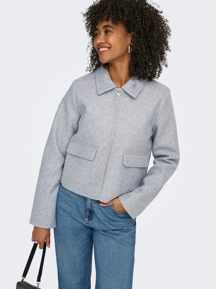 Onlvela Zip Short Jacket - Grijs Melee