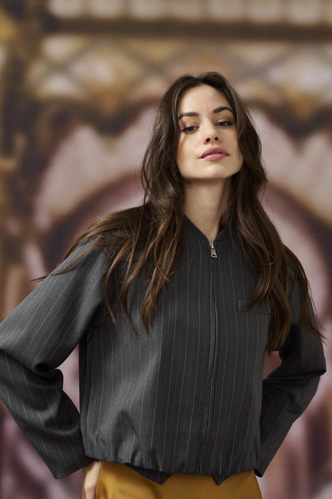 Onlaggie Life L/s Pinstripe Bomber Tlr - Grijs Dessin