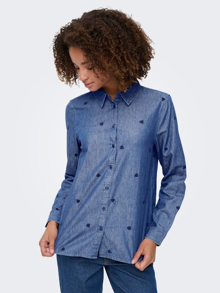 Jdylove L/s Embr Shirt - Blue Denim