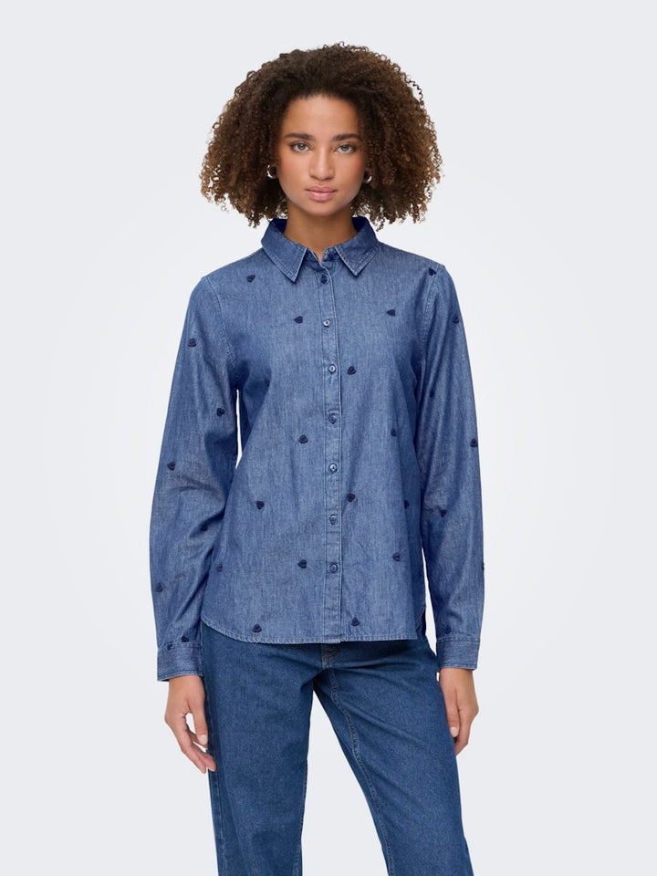 Jdylove L/s Embr Shirt - Blue Denim